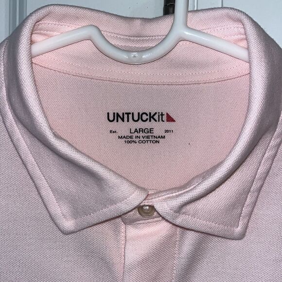 UNTUCKit Polo LS button down Pink Golf Shirt 100% Cotton Mercurey Swept Collar - Picture 4 of 5